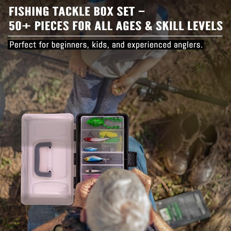 Vipfish 448-Pcs Fishing Lures Kit – Complete 3-Layer Tackle Box Set with Hooks, Weights, Bobbers, Pliers, Rigs, Leaders, Fluorocarbon Line, Accessories & More for Kids Fishing Gear (Black) - Image 3